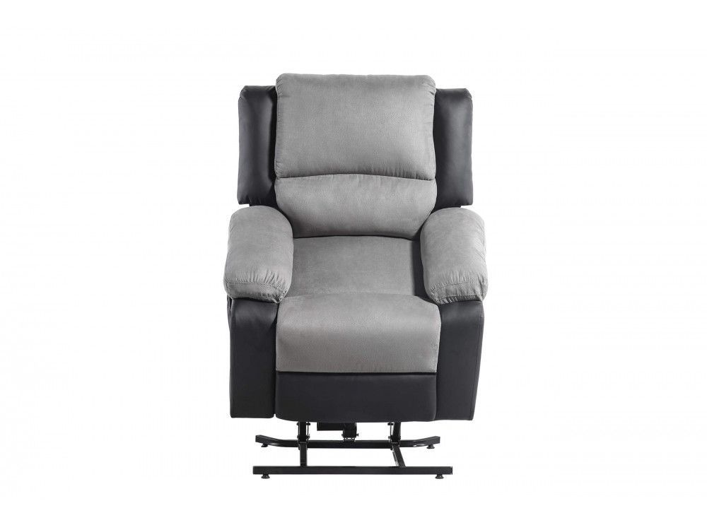 Ensemble canapé relaxation électrique 3 places et 1 fauteuil simili cuir noir et microfibre gris Confort - Photo n°10