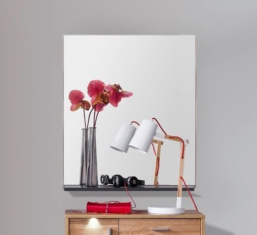 Ensemble meuble d'entrée 5 pièces chêne Wotan et gris foncé avec miroir Dravy 252 cm - Photo n°6