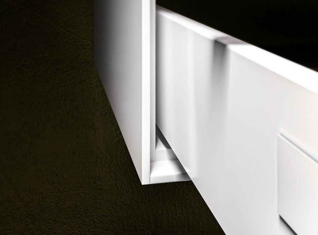 Ensemble meuble de salle de bain 2 tiroirs bois blanc et miroir à LED Goa L 120 cm - Photo n°4