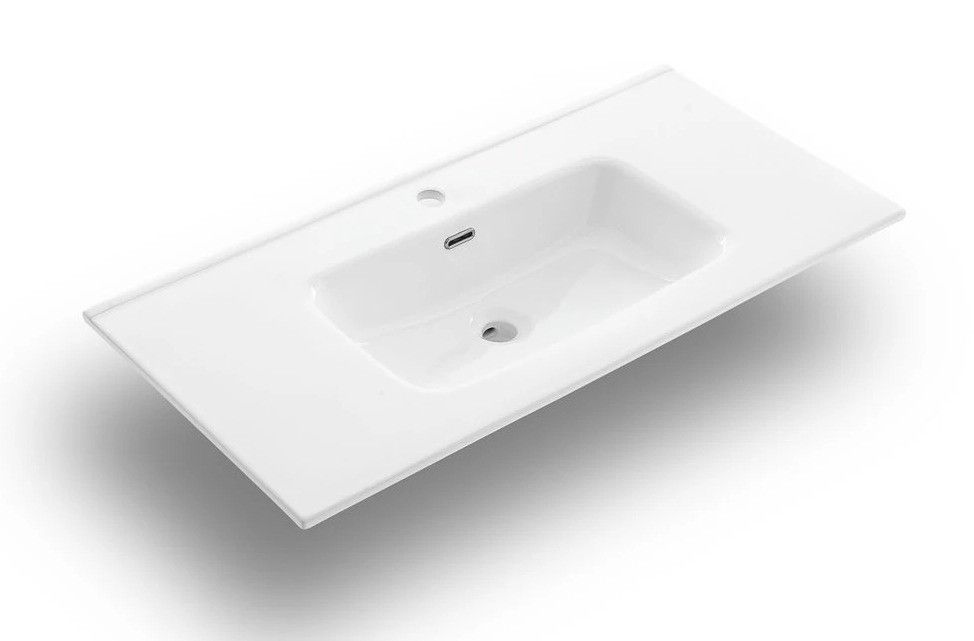 Ensemble meuble de salle de bain 2 tiroirs laqué blanc et effet béton et miroir lumineux Lago L 120 cm - Photo n°2