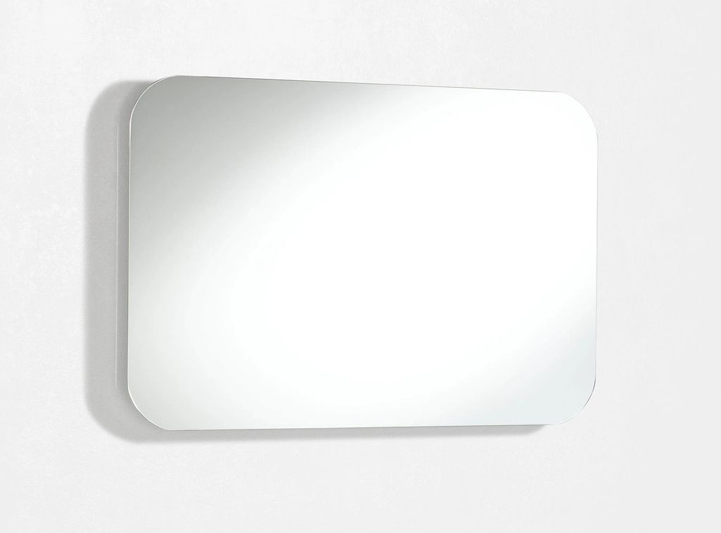 Ensemble meuble de salle de bain 3 tiroirs laqué blanc et bleu effet pierre et miroir à LED Oga L 100 cm - Photo n°3