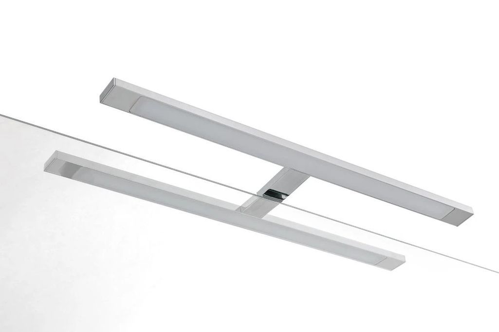 Ensemble meuble de salle de bain 3 tiroirs laqué blanc et gris et miroir à LED Oga L 100 cm - Photo n°4