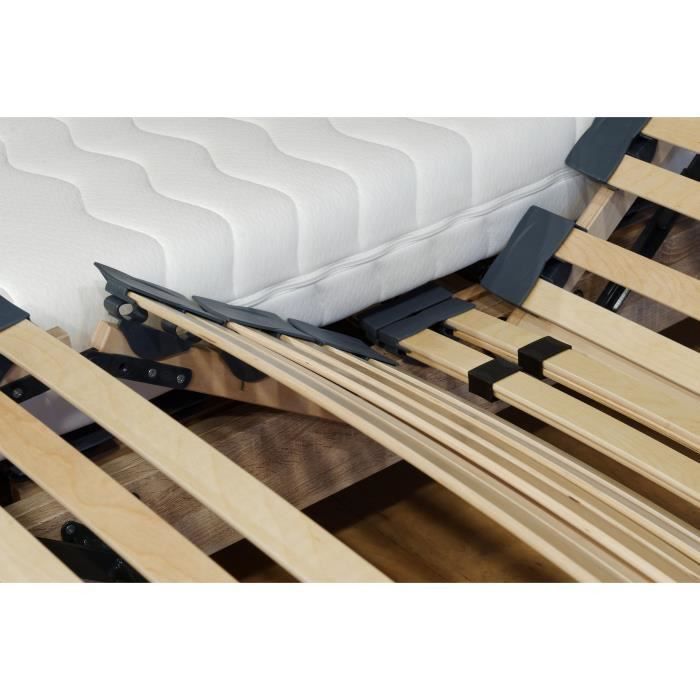 Ensemble relaxation matelas + sommiers électriques décor blanc satiné 2x80x200 - Mousse - 14 cm - Ferme - TALCA - Photo n°3