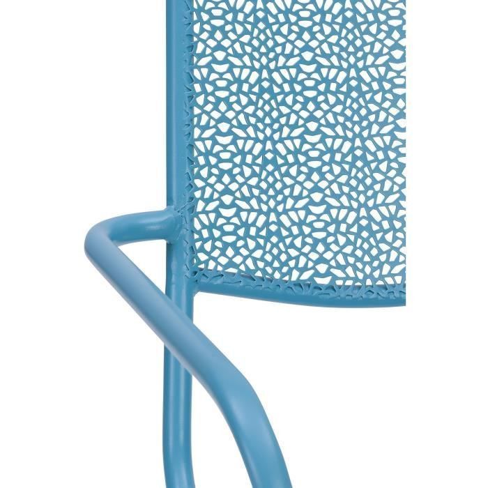 Ensemble repas de jardin ou balcon - Set bistrot table avec 2 fauteuils - Table : 60 x 70 cm, fauteuils : 54 x 64 x 77 cm - Bleu - Photo n°6