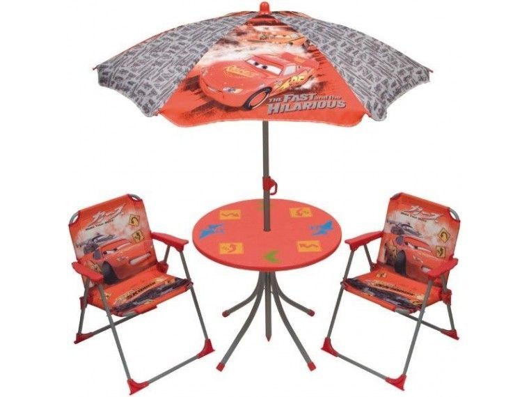 Ensemble Table, 2 chaises et parasol Cars - Photo n°1