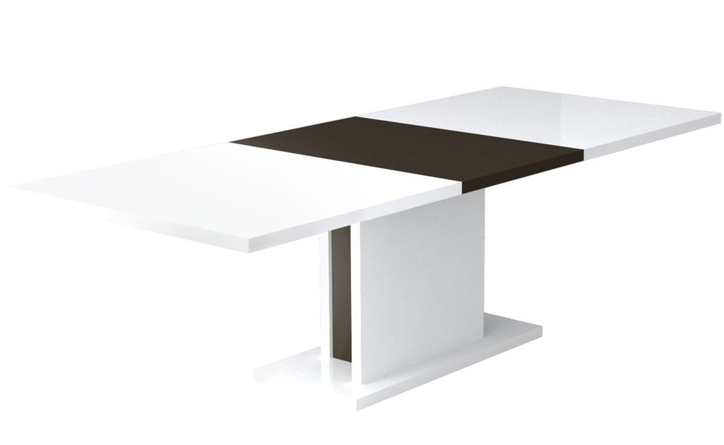 Ensemble table à rallonge et 4 chaises bois laqué blanc et noir Koyd - Photo n°5