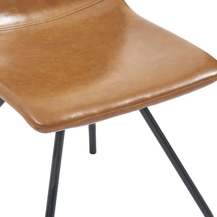 Ensemble table blanche marbré 200 cm et 8 chaises simili cuir cognac Vista - Photo n°12