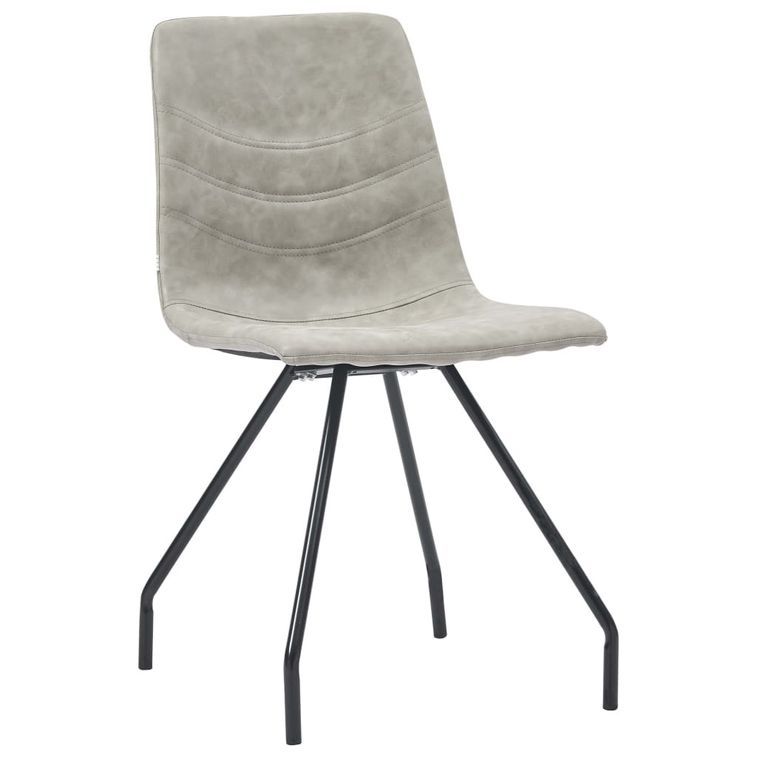 Ensemble table blanche marbré 200 cm et 8 chaises simili cuir gris clair Vista - Photo n°3