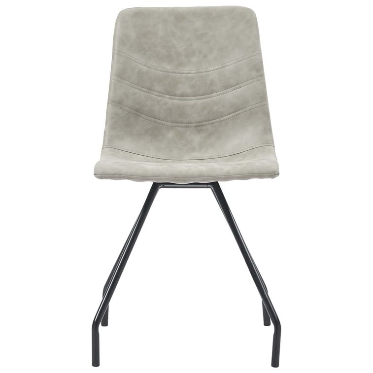 Ensemble table blanche marbré 200 cm et 8 chaises simili cuir gris clair Vista - Photo n°6