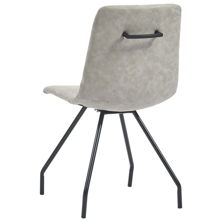 Ensemble table blanche marbré 200 cm et 8 chaises simili cuir gris clair Vista - Photo n°8