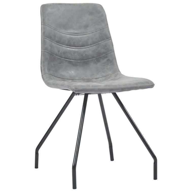 Ensemble table blanche marbré 200 cm et 8 chaises simili cuir gris foncé Vista - Photo n°3