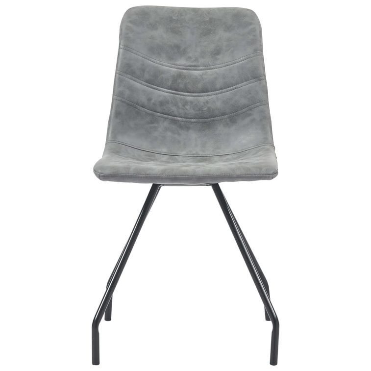 Ensemble table blanche marbré 200 cm et 8 chaises simili cuir gris foncé Vista - Photo n°4