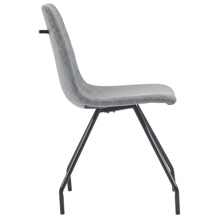 Ensemble table blanche marbré 200 cm et 8 chaises simili cuir gris foncé Vista - Photo n°5