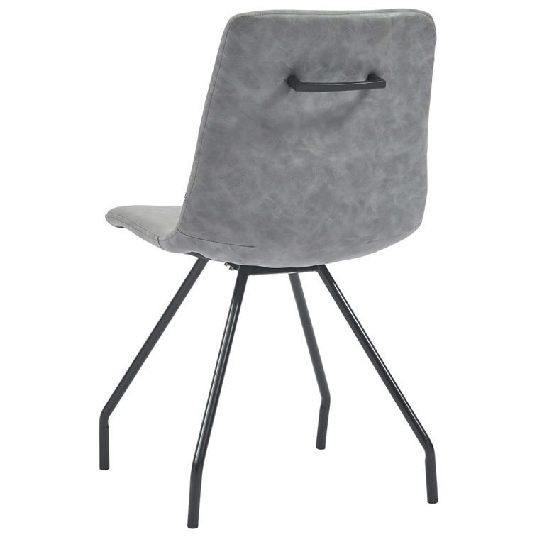Ensemble table blanche marbré 200 cm et 8 chaises simili cuir gris foncé Vista - Photo n°6