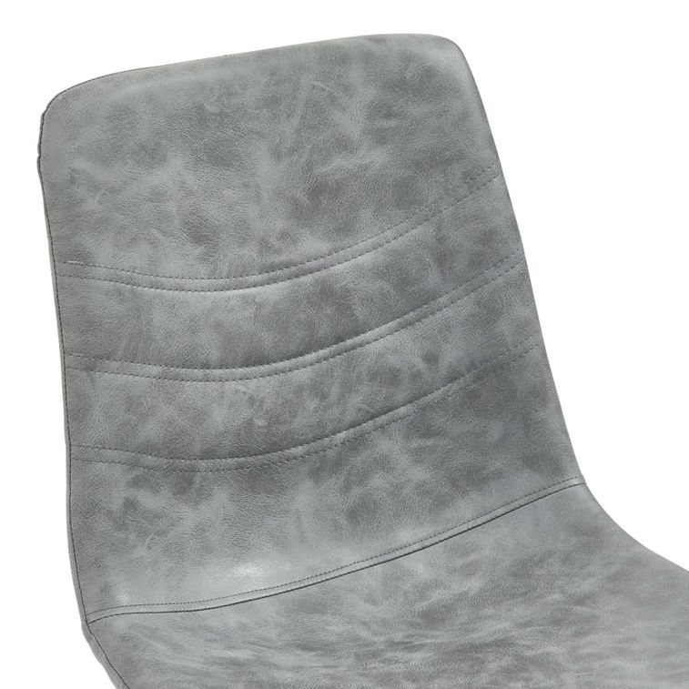 Ensemble table blanche marbré 200 cm et 8 chaises simili cuir gris foncé Vista - Photo n°7