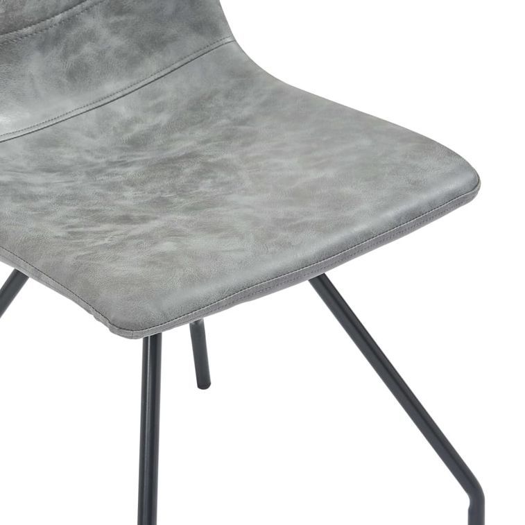Ensemble table blanche marbré 200 cm et 8 chaises simili cuir gris foncé Vista - Photo n°8