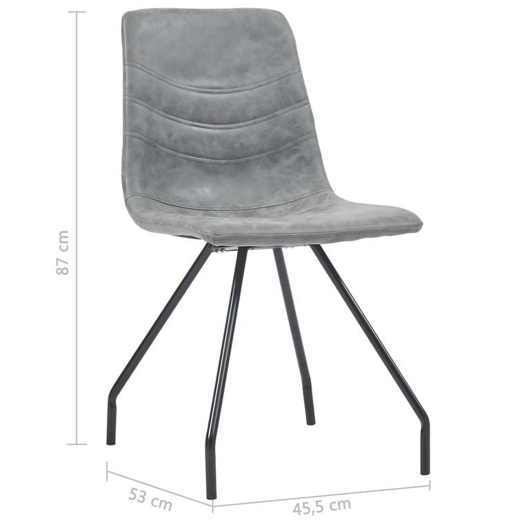 Ensemble table blanche marbré 200 cm et 8 chaises simili cuir gris foncé Vista - Photo n°9