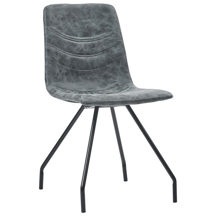 Ensemble table blanche marbré 200 cm et 8 chaises simili cuir noir Vista - Photo n°3