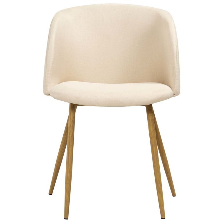 Ensemble table bois marron et 4 chaises tissu beige Liva - Photo n°4