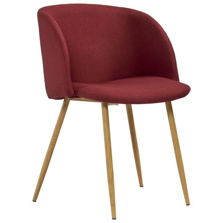 Ensemble table bois marron et 4 chaises tissu bordeaux Liva - Photo n°8