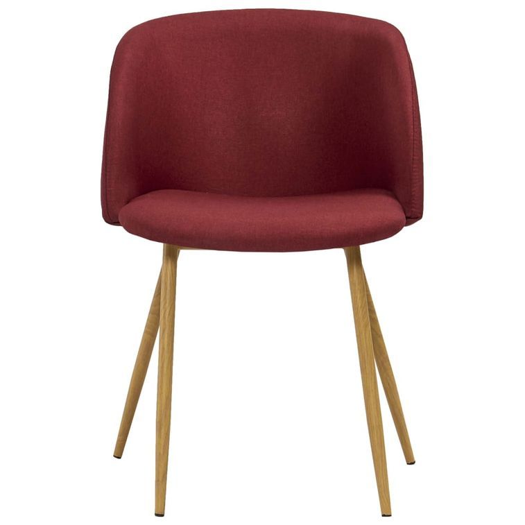 Ensemble table bois marron et 4 chaises tissu bordeaux Liva - Photo n°9