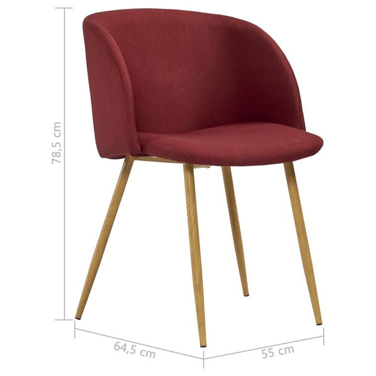 Ensemble table bois marron et 4 chaises tissu bordeaux Liva - Photo n°12