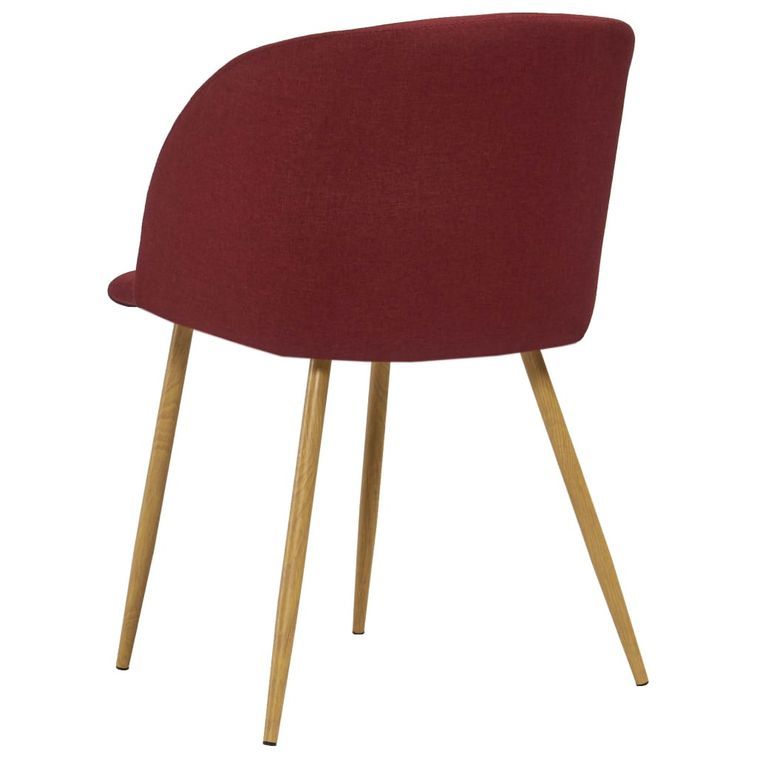 Ensemble table bois marron et 4 chaises tissu bordeaux Liva - Photo n°13