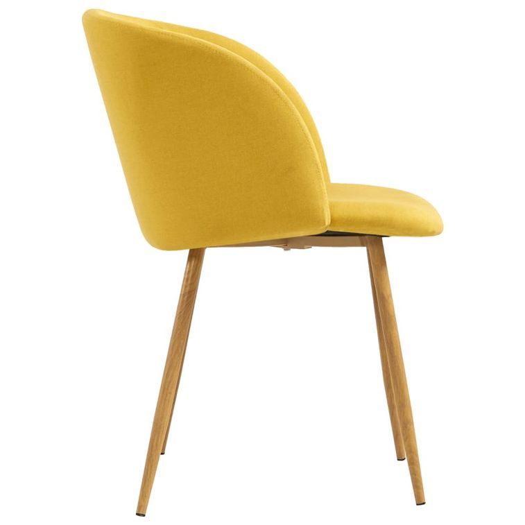 Ensemble table bois marron et 4 chaises tissu jaune Liva - Photo n°9