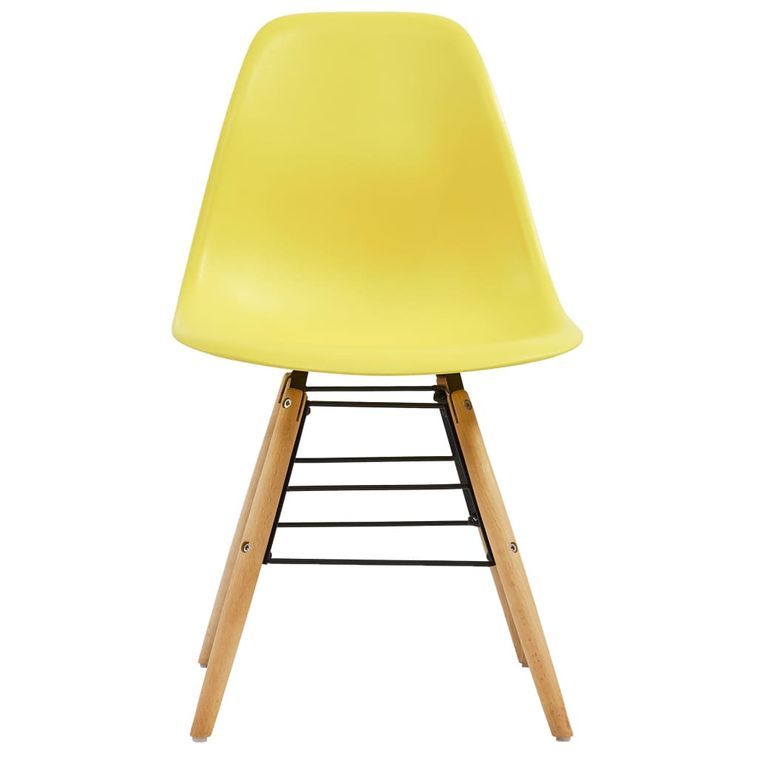 Ensemble table carrée 80 cm et 4 chaises jaune et et naturel Scanda - Photo n°9
