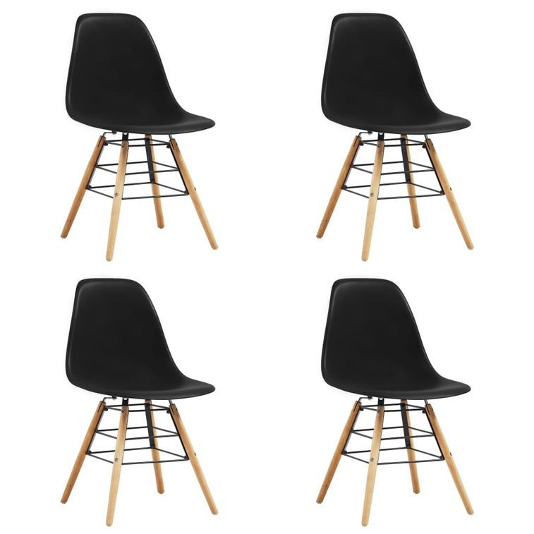 Ensemble table carrée 80 cm et 4 chaises noir et et naturel Scanda - Photo n°3