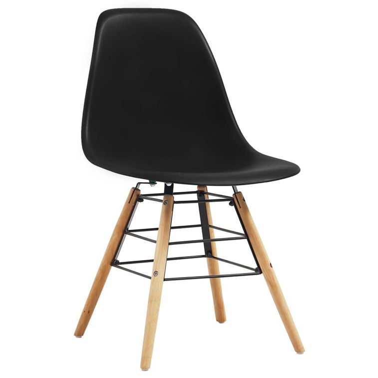 Ensemble table carrée 80 cm et 4 chaises noir et et naturel Scanda - Photo n°9