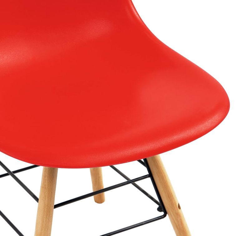Ensemble table carrée 80 cm et 4 chaises rouge et et naturel Scanda - Photo n°7
