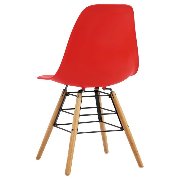 Ensemble table carrée 80 cm et 4 chaises rouge et et naturel Scanda - Photo n°8