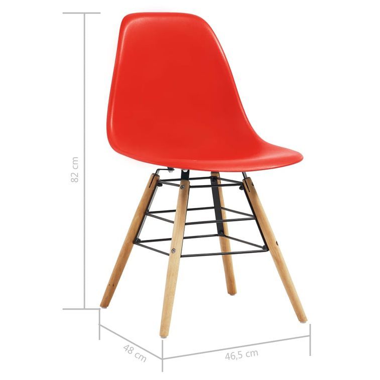 Ensemble table carrée 80 cm et 4 chaises rouge et et naturel Scanda - Photo n°12