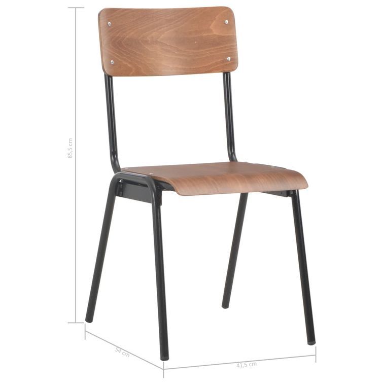 Ensemble table et 4 chaises acier noir et contreplaqué marron Kindustri - Photo n°14