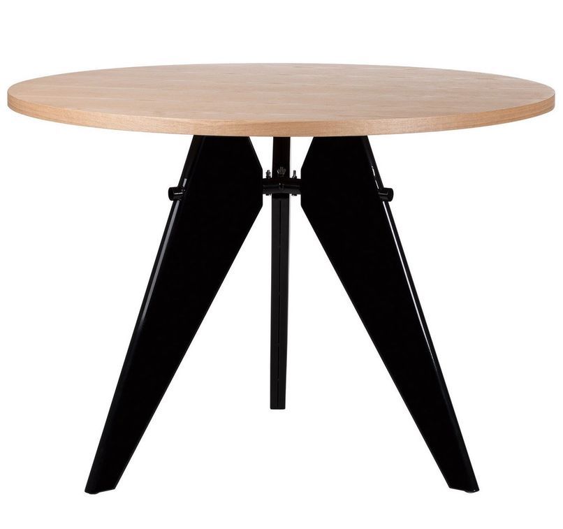 Ensemble table et 4 chaises industriel bois de frêne et acier noir Kiten - Photo n°2