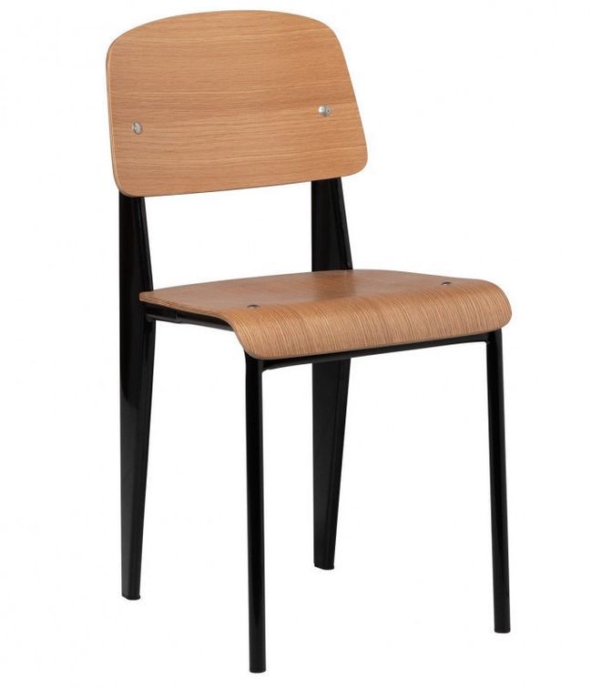 Ensemble table et 4 chaises industriel bois de frêne et acier noir Kiten - Photo n°3