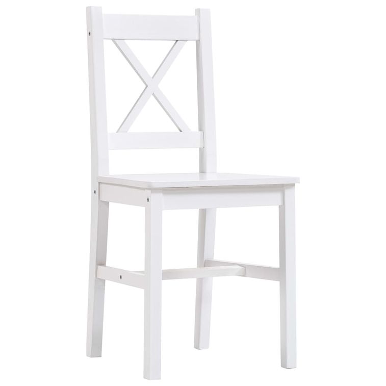 Ensemble table et 8 chaises pin massif blanc Kampia - Photo n°5