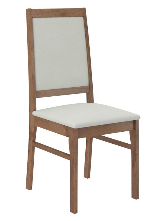Ensemble table extensible 140/180 cm et 6 chaises en bois marron et tissu gris clair Klarika - Photo n°4