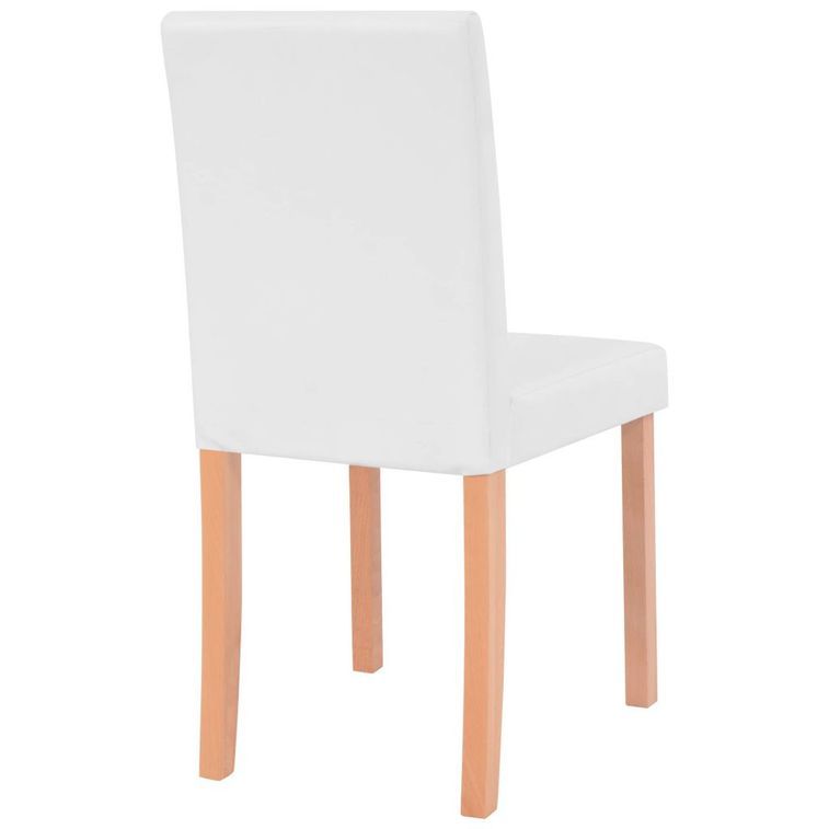 Ensemble table finition en chêne et 4 chaises simili cuir blanc Kila - Photo n°6