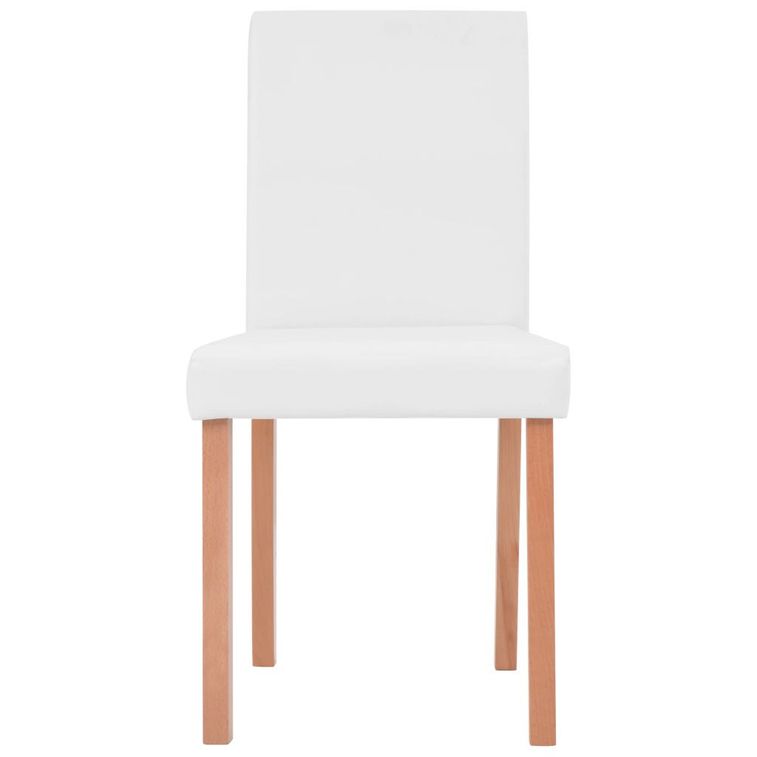 Ensemble table finition en chêne et 4 chaises simili cuir blanc Kila - Photo n°8