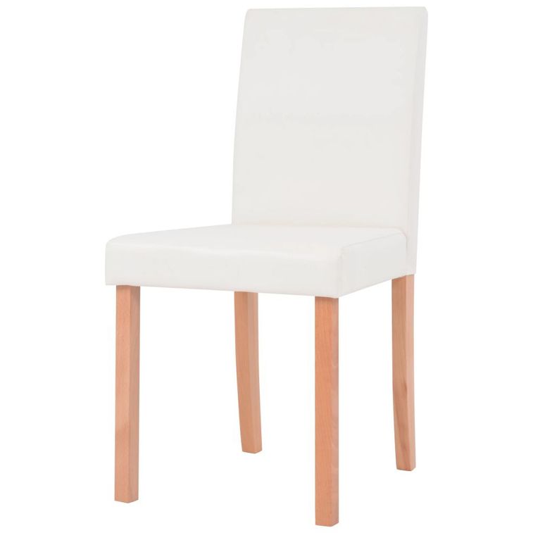 Ensemble table finition en chêne et 4 chaises simili cuir blanc Kila - Photo n°9