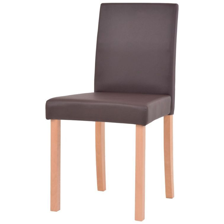 Ensemble table finition en chêne et 4 chaises simili cuir marron Kila - Photo n°4