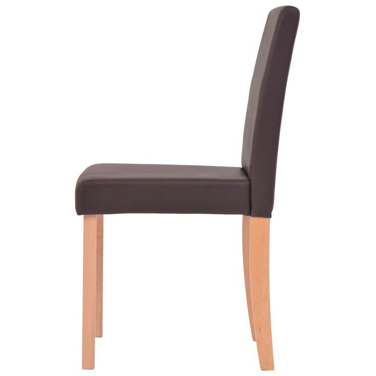 Ensemble table finition en chêne et 4 chaises simili cuir marron Kila - Photo n°6
