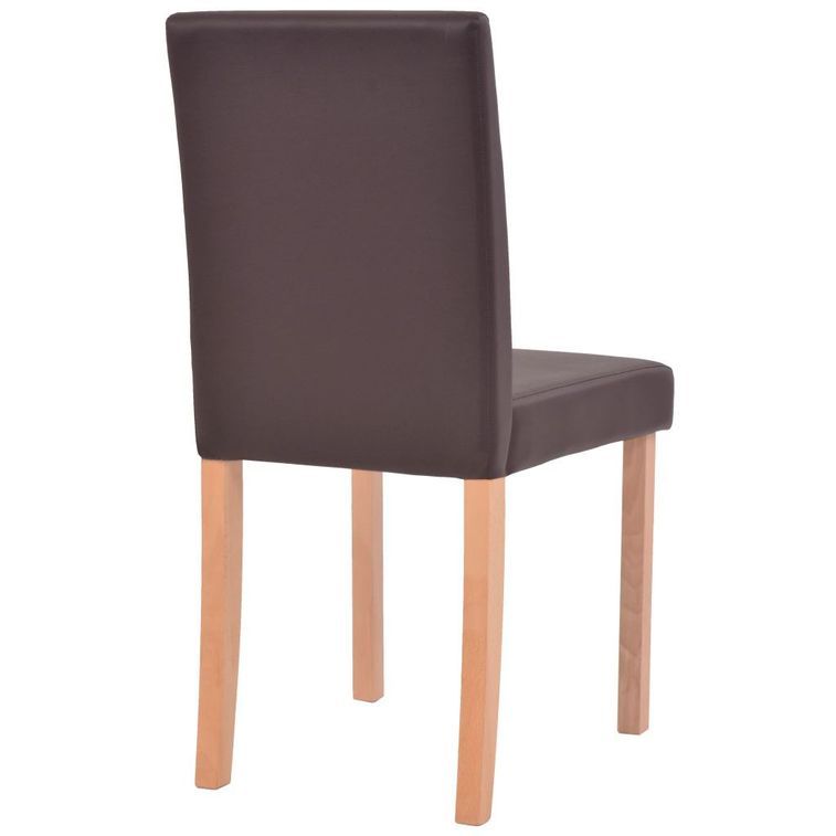 Ensemble table finition en chêne et 4 chaises simili cuir marron Kila - Photo n°7