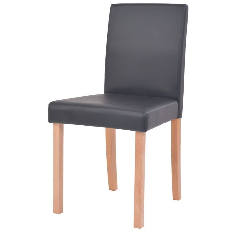 Ensemble table finition en chêne et 4 chaises simili cuir noir Kila - Photo n°4