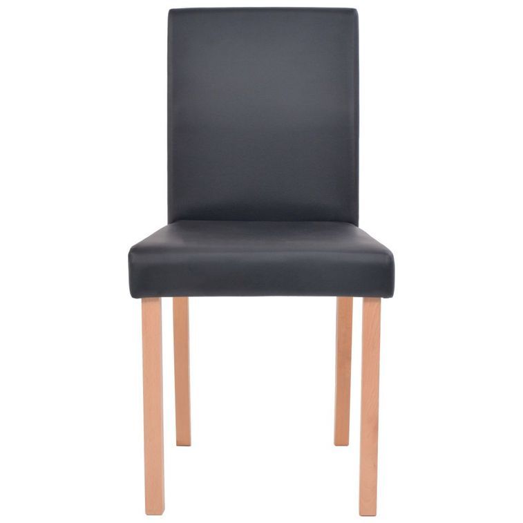 Ensemble table finition en chêne et 4 chaises simili cuir noir Kila - Photo n°5