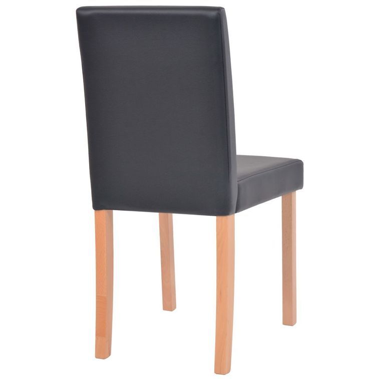 Ensemble table finition en chêne et 4 chaises simili cuir noir Kila - Photo n°7