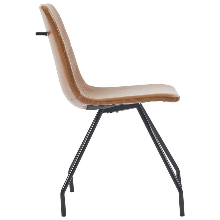 Ensemble table industriel 180 cm et 6 chaises simili cuir cognac Dusta - Photo n°7