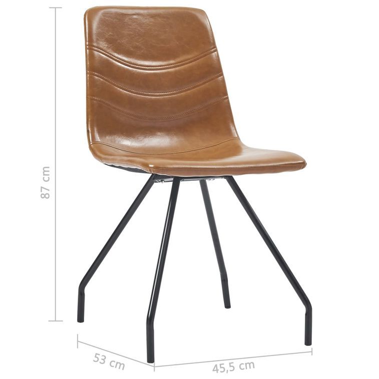 Ensemble table industriel 180 cm et 6 chaises simili cuir cognac Dusta - Photo n°12